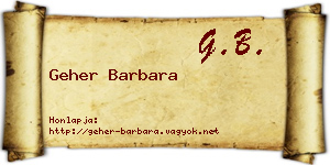 Geher Barbara névjegykártya